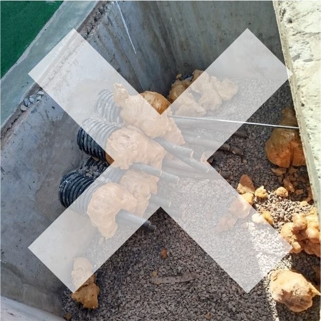 Cabos expostos em infraestrutura subterrânea